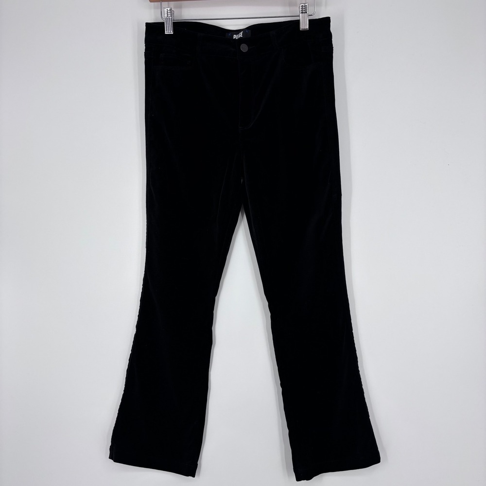 Paige Claudine Velvet High Rise Ankle Flare Pants Womens 28 Black Stretch